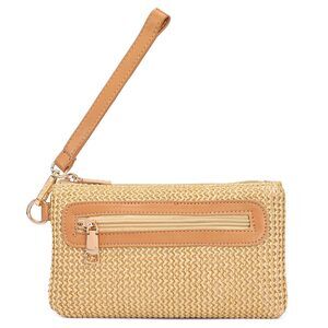 9638 Faux Straw Beach Purse Wristlet Wallets Boho Clutch Purses Small